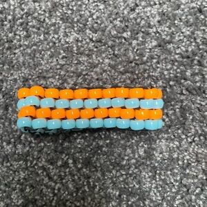 Kandi peyote stitch cuff light blue and orange!!
